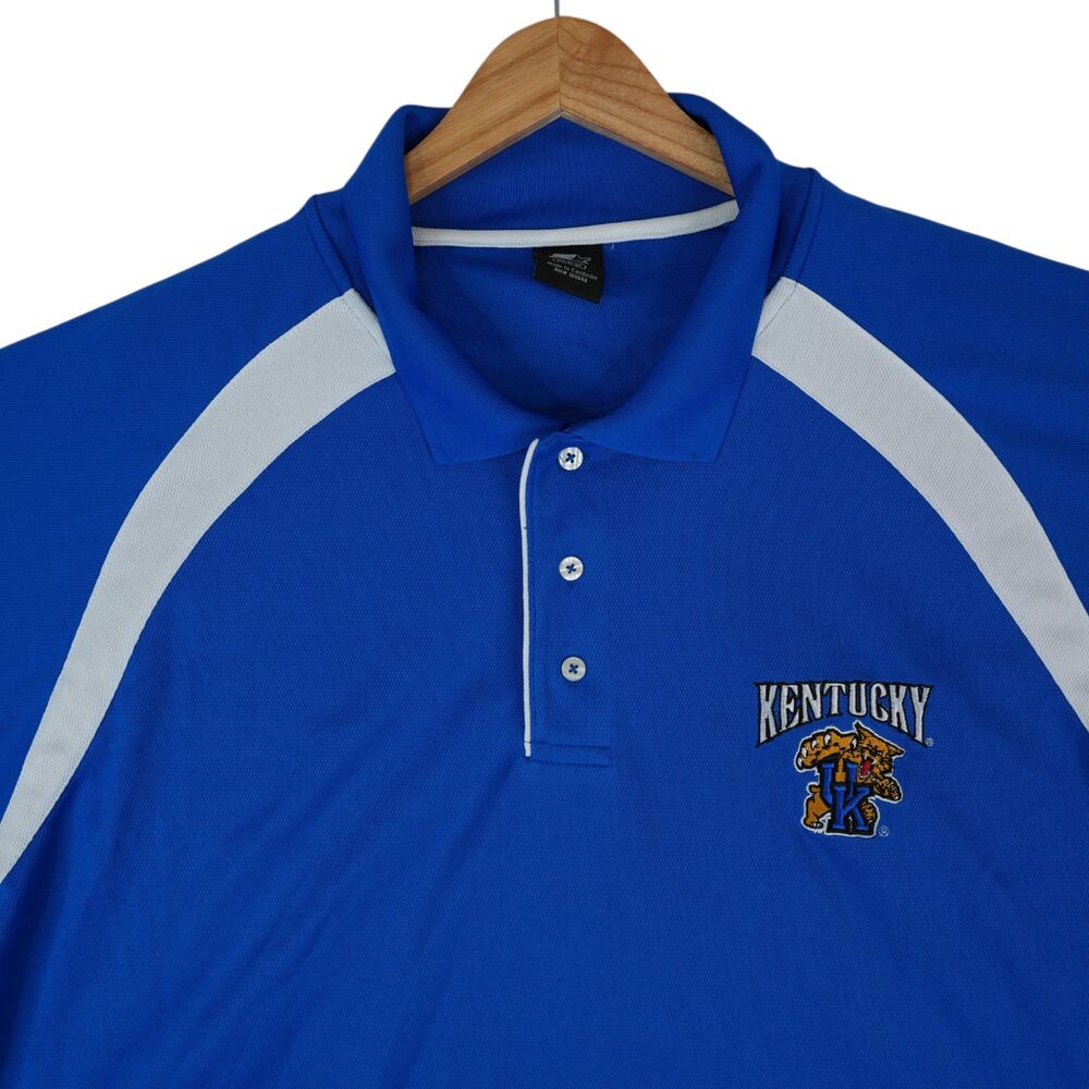Vintage Starter Kentucky Wildcats UK Polo Shirt Mens XL Blue Short‎ Sleeve Y2K